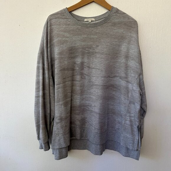 Z Supply Sweatshirt Womens Large Gray Camo Lightweight Oversized - Picture 1 of 6